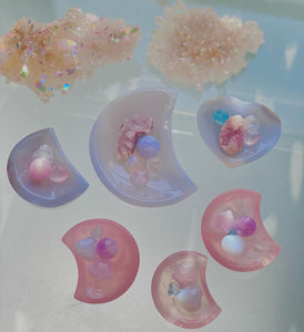 Blue Chalcedony small moon set