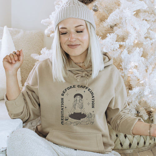 Meditation before Caffeination Hoodie