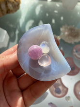 Load image into Gallery viewer, Blue Chalcedony small moon set