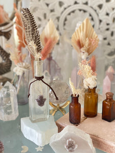 Antique Apothecary Bottle with amethyst Hamsa