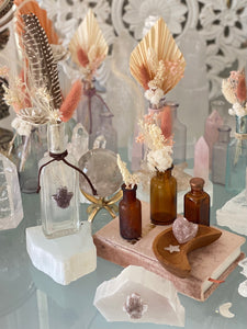 Antique Apothecary Bottle with amethyst Hamsa