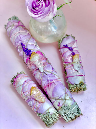 Golden Citrine white sage bundle